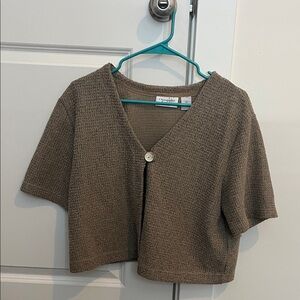 Christopher & Banks Brown Short Sleeve Blouse